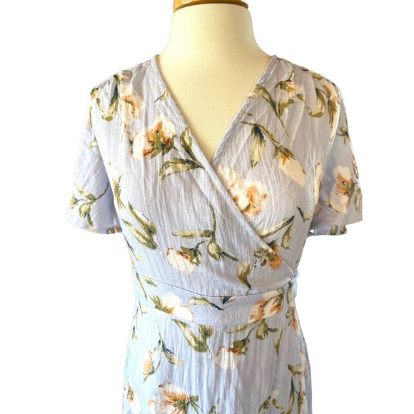 Sold Womens Vintage Blue Floral Promesa Wrap Dress Womens M - Picture 2 of 9